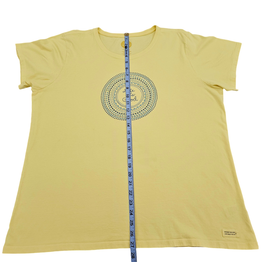 Life is Good Shirt Womens XXL Yellow Crusher Tee Graphic Print Short Sleeve - Picture 10 of 12